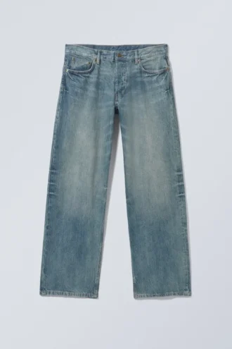Sphere Low Rise Loose Straight Jeans – Cyan Dust – Mittelblau