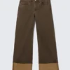 Spice Twill-Hose mit niedriger Leibhöhe und Umschlag – Dunkelbraun Spice Twill-Hose mit niedriger Leibhöhe und Umschlag – Dunkelbraun