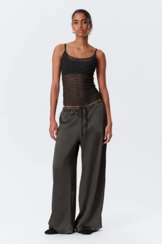 Spitzen-Pyjama-Tanktop – Dunkelgrau