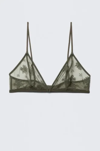Spitzen-Triangel-BH – Dunkelkhaki-Grün