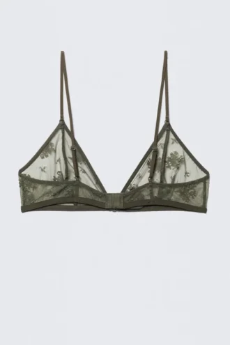 Spitzen-Triangel-BH – Dunkelkhaki-Grün