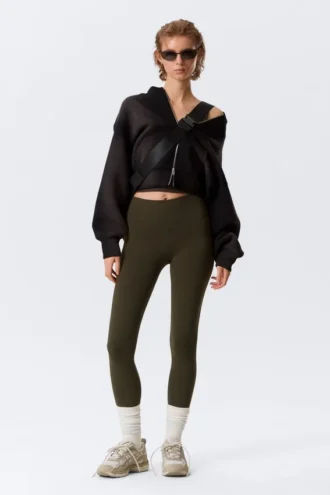Sportleggings mit hoher Taille – Dunkelbraun