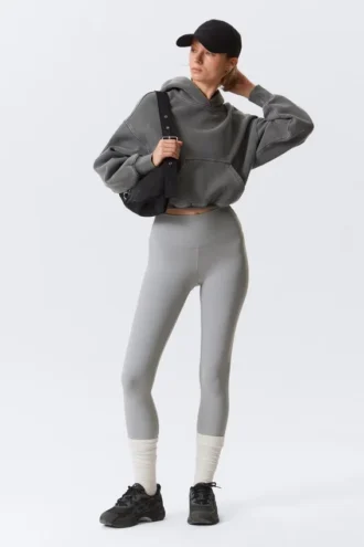 Sportleggings mit hoher Taille – Hellstaubgrau