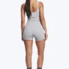 Sportliche Biker-Shorts mit hoher Taille – Hellgrau Sportliche Biker-Shorts mit hoher Taille – Hellgrau