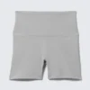 Sportliche Biker-Shorts mit hoher Taille – Hellgrau Sportliche Biker-Shorts mit hoher Taille – Hellgrau