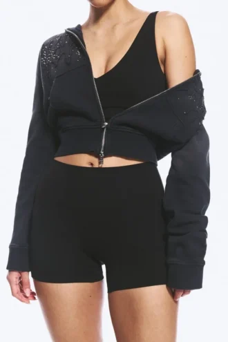 Sportliche Bikershorts mit hoher Taille – Schwarz