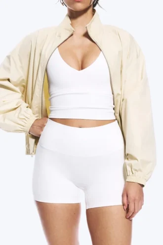 Sportliche Bikershorts mit hoher Taille – Weiß Sportliche Bikershorts mit hoher Taille – Weiß