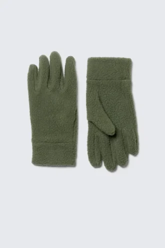 Sportliche Fleece-Handschuhe – Dunkelkhaki