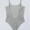 Strandkleid mit Strasssteinen und U-Ausschnitt – Grau – Strasssteine Strandkleid mit Strasssteinen und U-Ausschnitt – Grau – Strasssteine