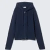 Strick-Kapuzenpullover mit Reißverschluss in Slim Fit – Dunkelblau Strick-Kapuzenpullover mit Reißverschluss in Slim Fit – Dunkelblau