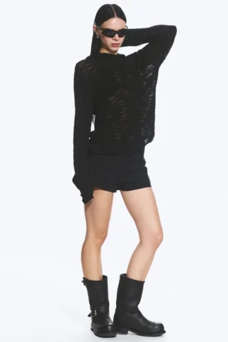 Strick-Kapuzenpullover – Schwarz