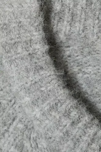 Strickjacke mit Reißverschluss aus Wollmischung und Raglanärmeln – Grau meliert