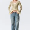 Strickjacke mit V-Ausschnitt – gestreift, hellgelb Strickjacke mit V-Ausschnitt – gestreift, hellgelb