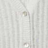 Strickjacke mit V-Ausschnitt und offenem Strickmuster – Staubweiß Strickjacke mit V-Ausschnitt und offenem Strickmuster – Staubweiß