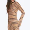 Strickkleid mit offenem Rücken – gestreift, orange Strickkleid mit offenem Rücken – gestreift, orange