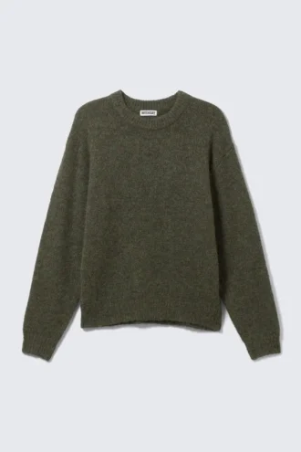 Strickpullover aus Wollmischung – Dunkelgrün