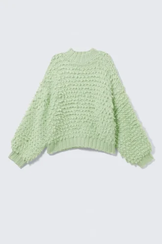 Strickpullover mit strukturiertem Schlingenmuster – Hellgrün