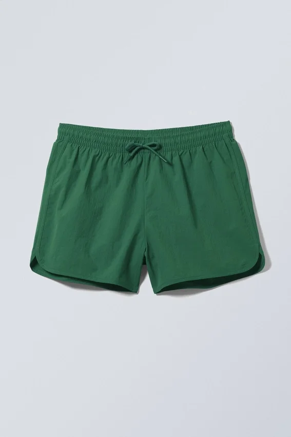 Strukturierte Badeshorts in mittlerer Länge – Dunkelgrün Strukturierte Badeshorts in mittlerer Länge – Dunkelgrün