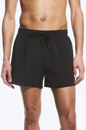 Strukturierte Badeshorts in mittlerer Länge – Schwarz