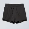 Strukturierte Badeshorts in mittlerer Länge – Schwarz Strukturierte Badeshorts in mittlerer Länge – Schwarz