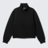 Strukturierte Scuba-Jacke mit Reißverschluss – Schwarz Strukturierte Scuba-Jacke mit Reißverschluss – Schwarz