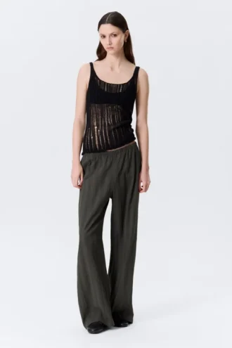 Strukturiertes Strick-Tanktop – Schwarz