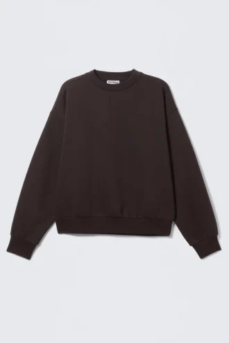 Sweatshirt in lockerer Passform – Dunkelbraun