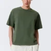 T-Shirt in lockerer Passform – gewaschen, dunkelgrün T-Shirt in lockerer Passform – gewaschen, dunkelgrün