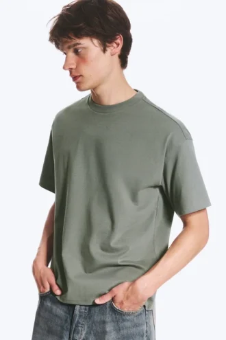 T-Shirt in lockerer Passform – Hellstaubiges Khaki-Grün