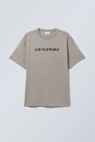 T-Shirt mit übergroßem Print – Energy Grey