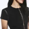 T-Shirt mit geripptem Kreuzverschluss – Schwarz T-Shirt mit geripptem Kreuzverschluss – Schwarz