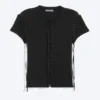 T-Shirt mit geripptem Kreuzverschluss – Schwarz T-Shirt mit geripptem Kreuzverschluss – Schwarz