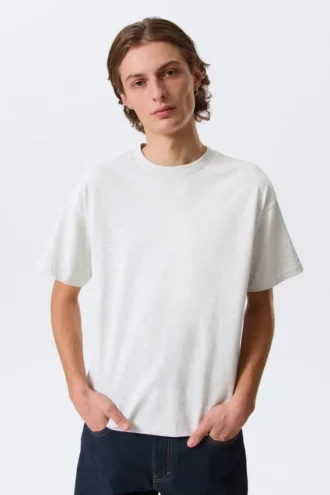 T-Shirt mit lockerer Passform – Hellgrau meliert