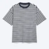 T-Shirt mit lockerer Passform – Weiß – Marineblaue Streifen T-Shirt mit lockerer Passform – Weiß – Marineblaue Streifen