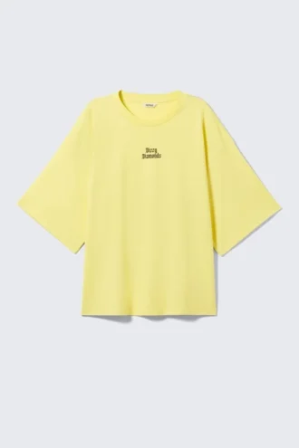 T-Shirt mit Print in Boxy-Passform – Hellgelb – Dizzy Diamonds