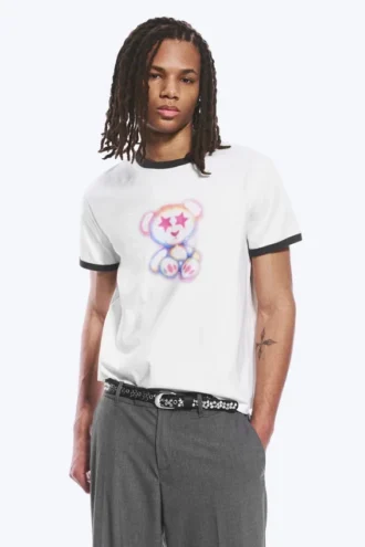 T-Shirt mit Print – Schwarz-Weiß – Bärenspray