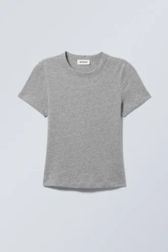 T-Shirt mit schmaler Passform – Grau meliert