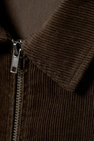Taillierte Cordjacke mit Reißverschluss – Brauner Cord