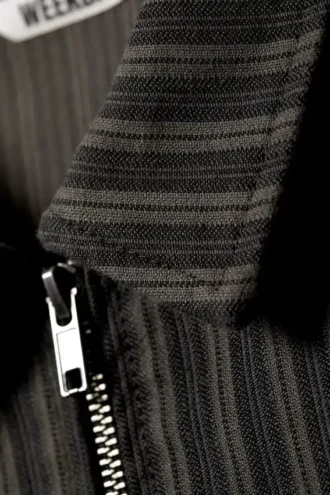 Taillierte Cordjacke mit Reißverschluss – gestreift, dunkelgrau