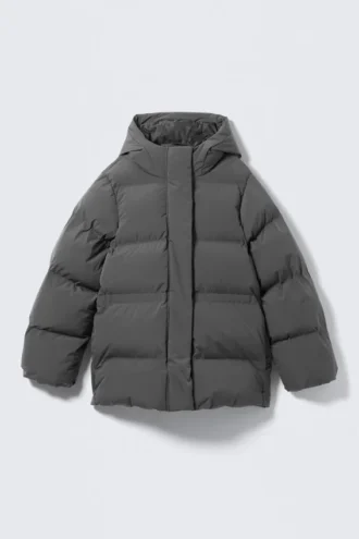 Taillierte Daunenjacke – Dunkelgrau