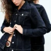 Taillierte Jeansjacke – Blue Rinse – Dunkelblau