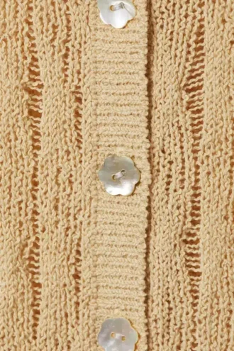 Taillierte, langärmelige Strickjacke – Beige