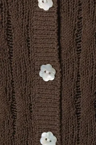 Taillierte, langärmelige Strickjacke – Dunkelbraun