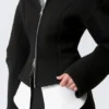 Taillierte Scuba-Jacke mit Reißverschluss – Schwarz Taillierte Scuba-Jacke mit Reißverschluss – Schwarz