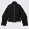 Taillierte Scuba-Jacke mit Reißverschluss – Schwarz Taillierte Scuba-Jacke mit Reißverschluss – Schwarz