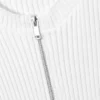 Taillierte Strickjacke mit Rippenmuster und Reißverschluss – Off-White Taillierte Strickjacke mit Rippenmuster und Reißverschluss – Off-White