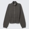 Taillierte Trainingsjacke aus Baumwolle – Dunkelgrau Taillierte Trainingsjacke aus Baumwolle – Dunkelgrau