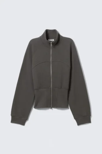 Taillierte Trainingsjacke aus Baumwolle – Dunkelgrau