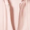 Taillierter Baumwoll-Kapuzenpullover mit Reißverschluss – gewaschenes Hellrosa Taillierter Baumwoll-Kapuzenpullover mit Reißverschluss – gewaschenes Hellrosa