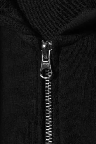 Taillierter Kapuzenpullover mit Reißverschluss – Schwarz